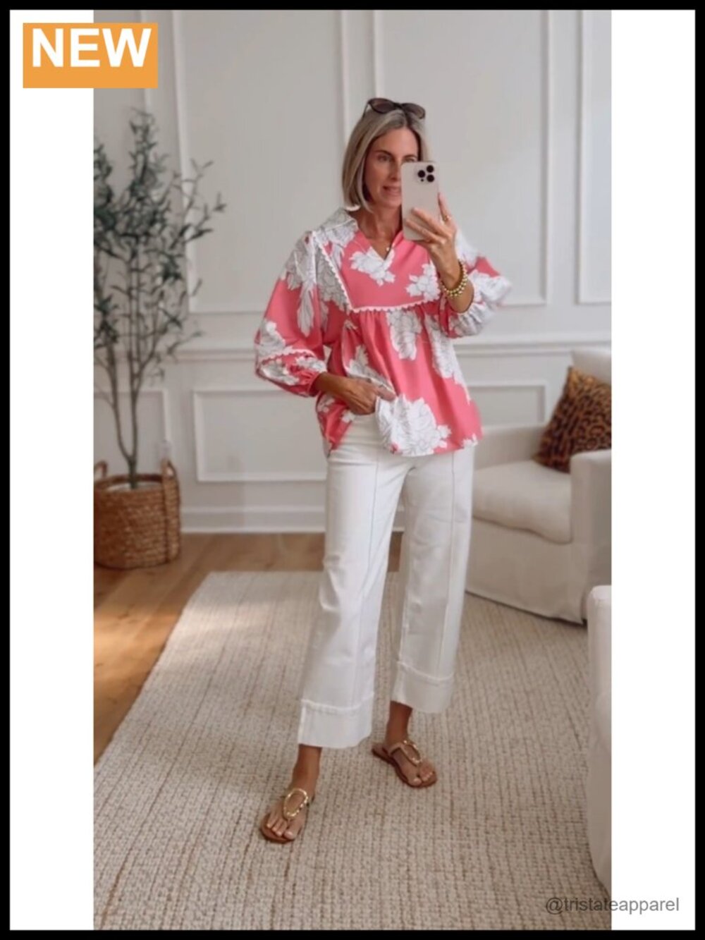 Floral Babydoll Peplum Blouse 3/4 Balloon Sleeve Scalloped Trim Boho - Picture 4 of 5